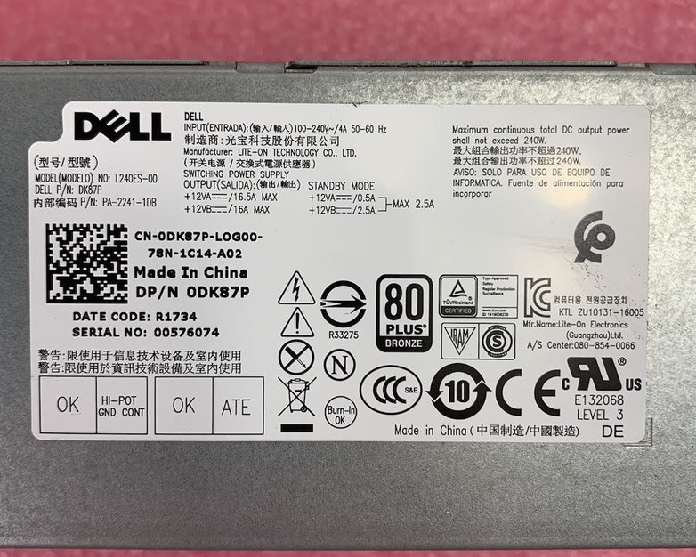 Dell Optiplex L240ES-00 240W Power Supply
