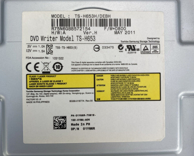 DVD-CD Rewritable Drive Model TS-H653H DP/N 01Y66R Lot Of 5