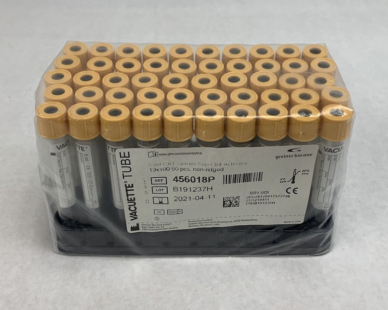Vacuette 456018P 5ml CAT Serum Sep Clot Activator 13x100 50pcs Tubes