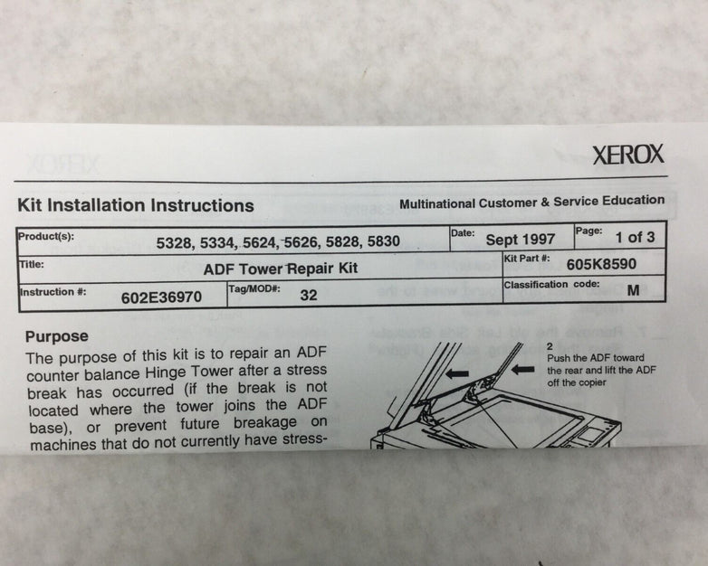 Xerox 605K08590 ADH Tower Repair