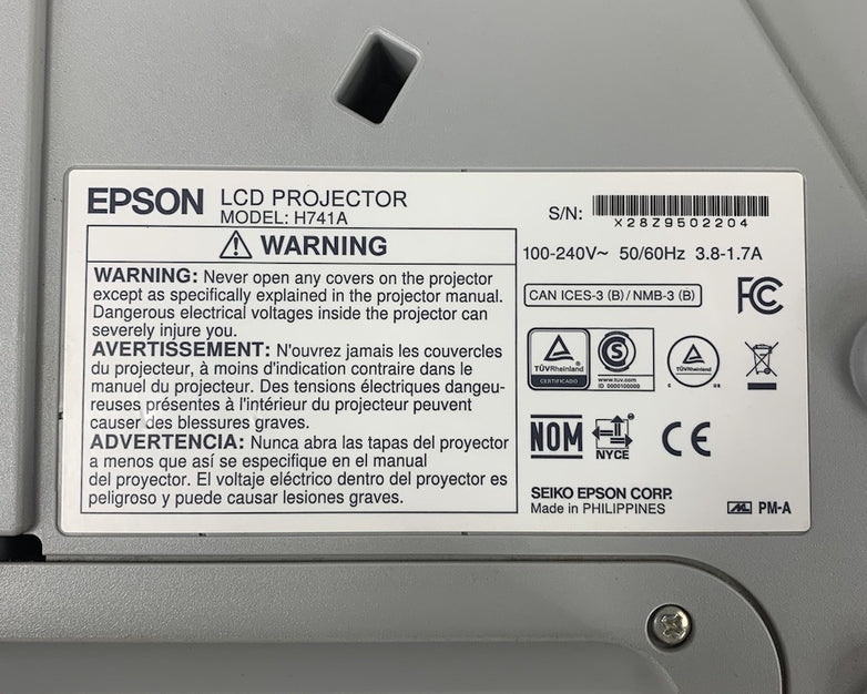 Epson H741A BrightLink 685Wi LCD Projector 2428 Lamp Hours - Missing Port Cover
