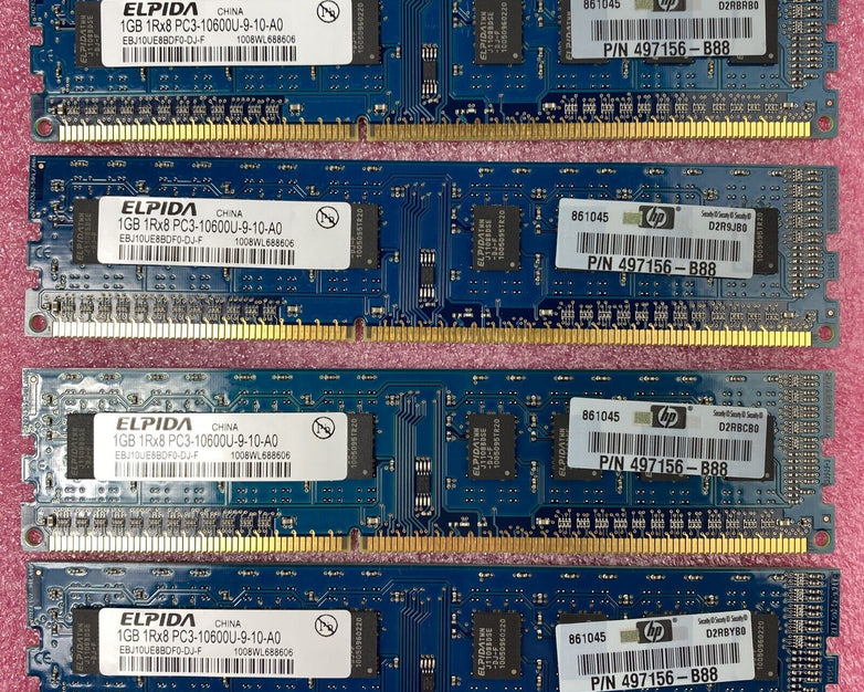 Lot( 10 ) 1GB Elpida EBJ10UE8BDF0-DJ-F 1Rx8 PC3-10600U-9-10-A0 RAM 497156-B88