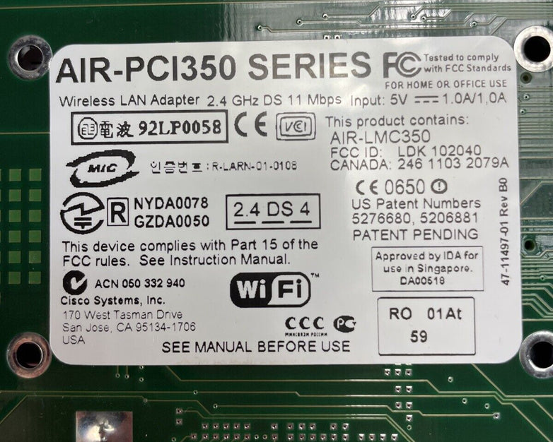 Cisco Aironet 350 Series Wireless Lan Adapter AIR-PCI350