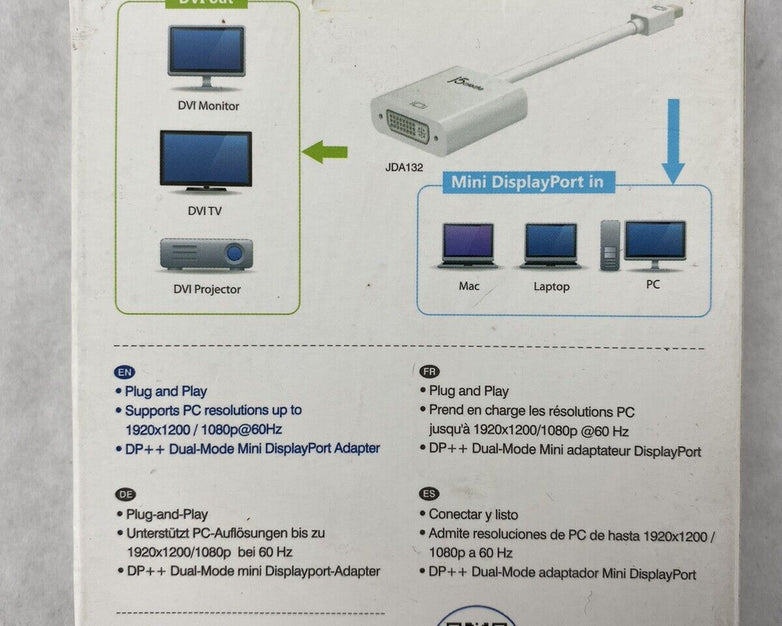 J5create Mini DisplayPort Adapter JDA132-2A (Lot of 2)
