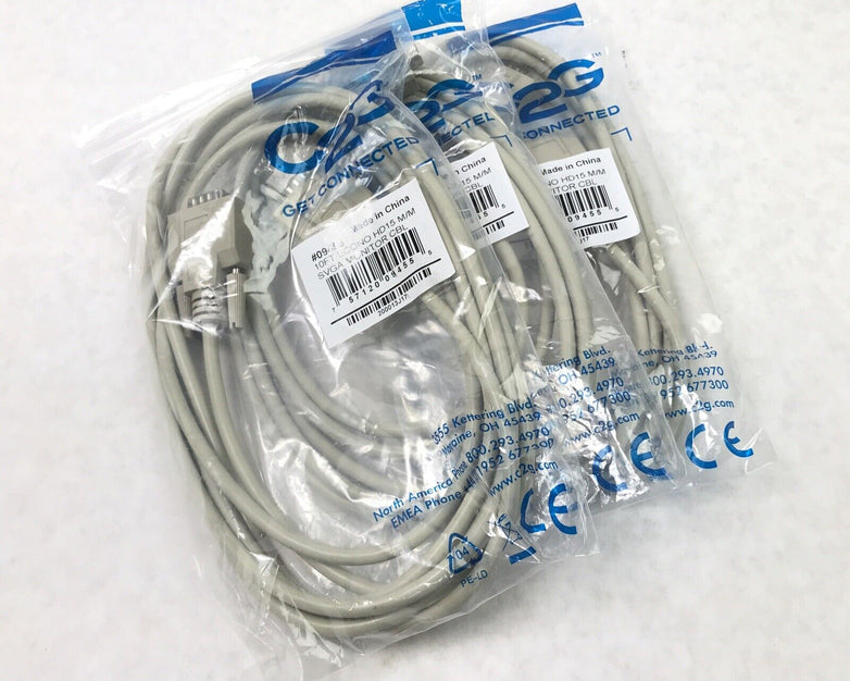 (NEW) C2G 10FT ECONO HD15 M/M SVGA MONITOR CBL (Lot of 4)
