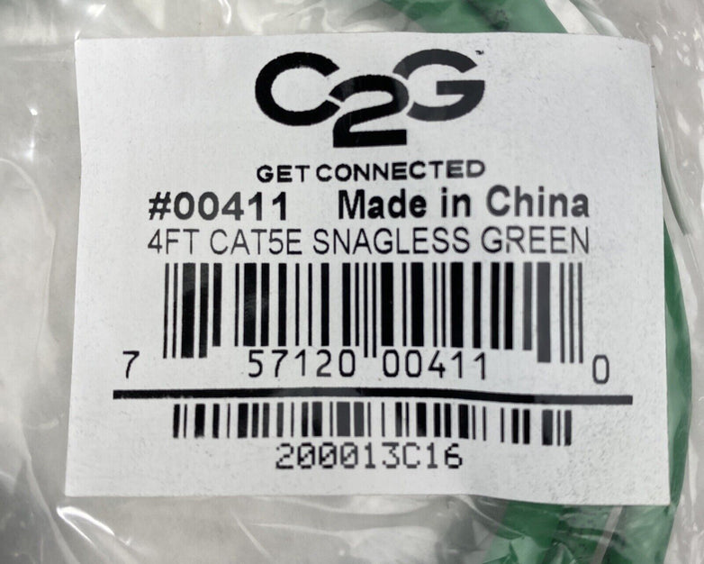 Lot( 10 ) 4ft Green Cat5e C2G 0041 Snagless Unshielded UTP Ethernet Patch Cable