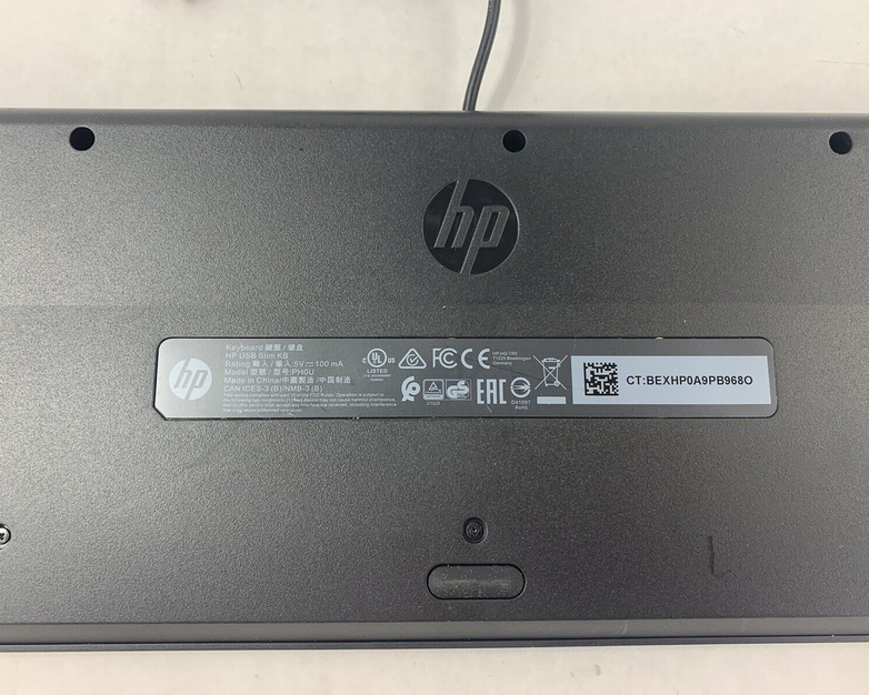 HP PH0U Slim USB Wired US Black Desktop Keyboard with Numpad