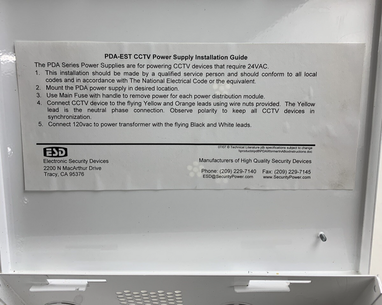ESD PDA-EST8 CCTV Power Supply Box Untested