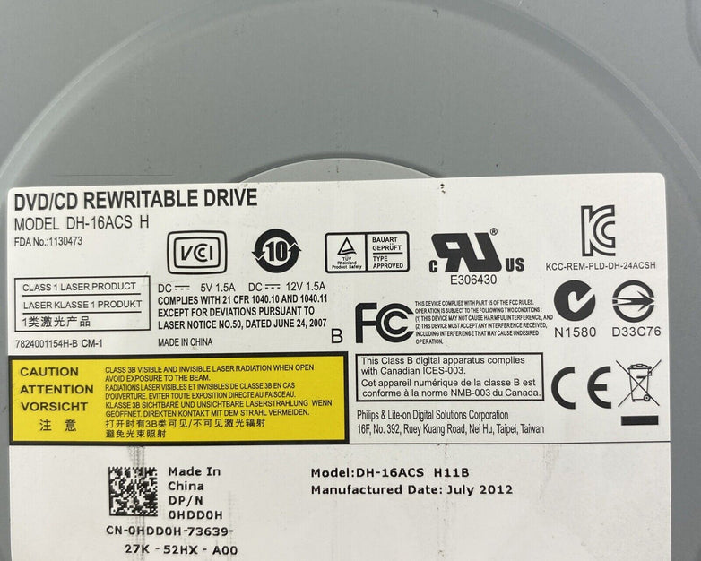 Dell DH-16ACS H 16X DVD+/-RW Drive DP/N 0HDD0H Tested and Working