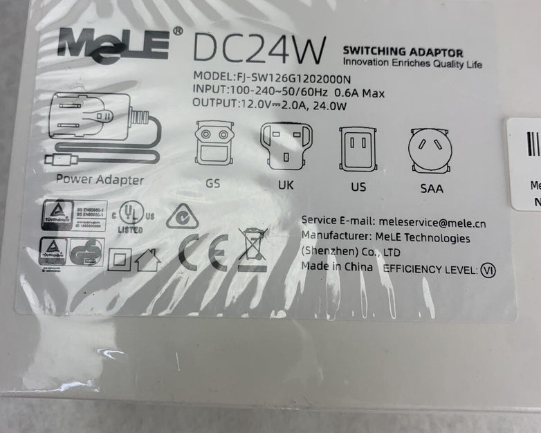 Mele FJ-SW126G1202000N Switching Adapter DC24W 12V