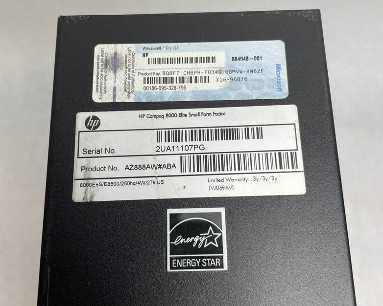 HP Compaq 8000 Elite SFF Intel Core 2 Duo E8500 3.16GHz 4GB RAM No HDD No OS