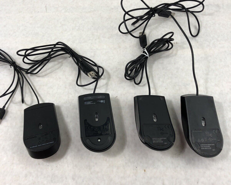 Assorted Lenovo Wired USB Mice - 2 45J4889 - 1 0PH133 - 1 03X6861 (Lot of 4)
