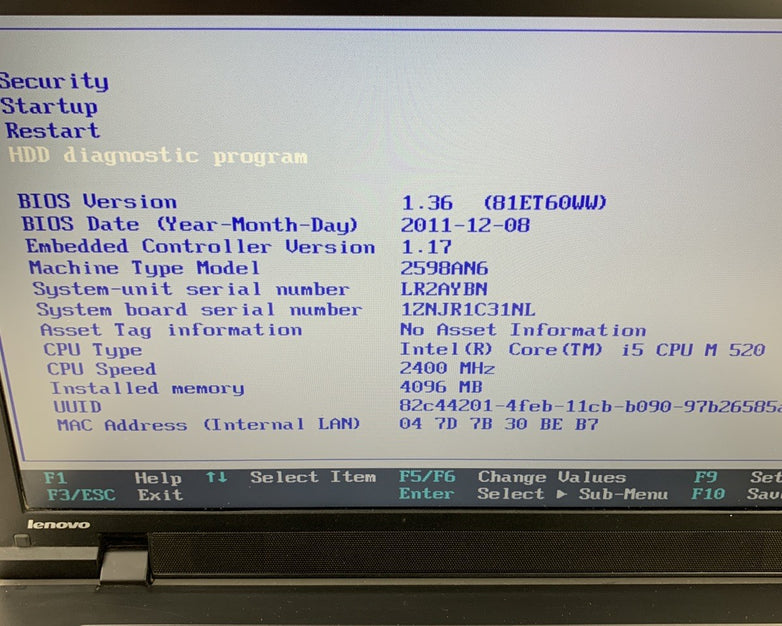 Lenovo ThinkPad L512 15.6" i5-M520 2.4 GHz 4 GB Ram No OS No HDD No AC No Batt