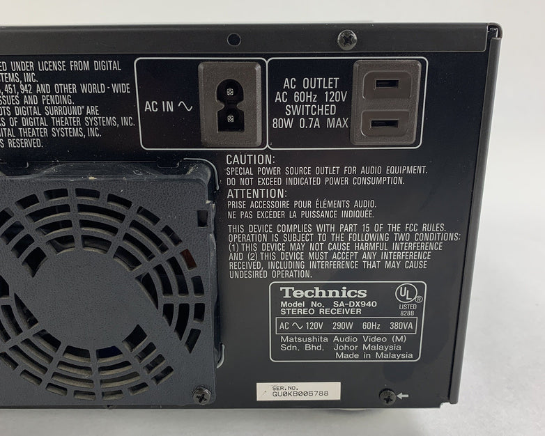 Technics SA-AX540 Receiver HiFi Stereo 5.1 Channel Tested No Remote