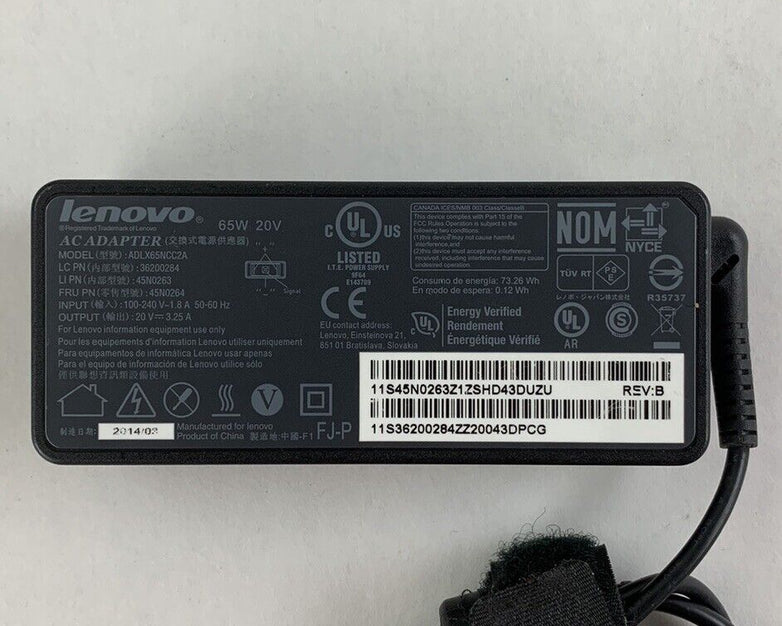 Lenovo AC Adapter Charger 65W 20V 3.25A ADLX65NCC2A 36200284 (Lot of 2)