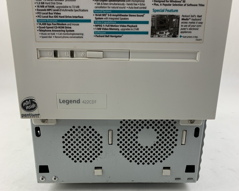 Packard Bell Legend 422CDT Vintage PC Pentium 120 MHz 16 MB Ram No OS No HDD