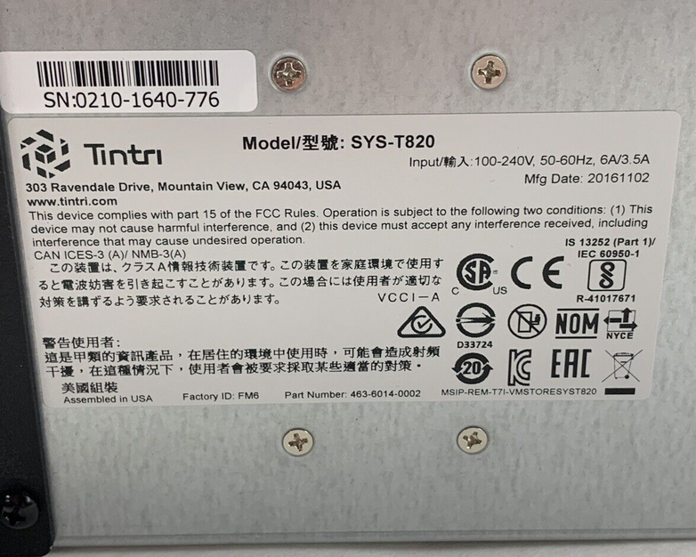 Tintri SYS-T820 24x HDD Dual Controller Blade 1x E5-2420 2.2 GHz 32 GB No HDD/OS