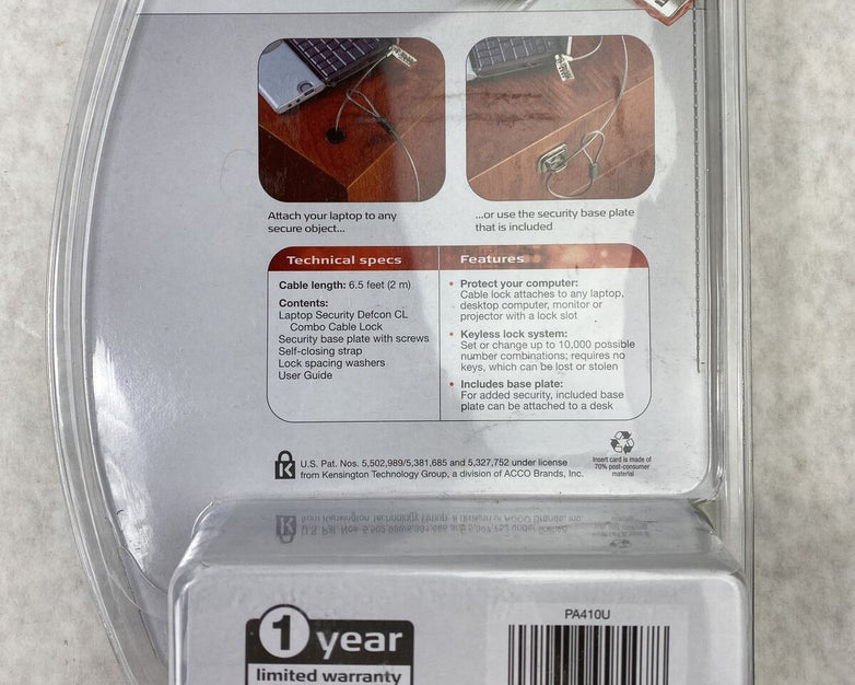 Targus PA410U Defcon CL Laptop Cable Combination Lock 6.5ft 0UC221 b