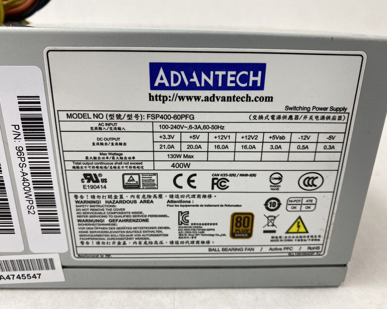 Advantech FSP400-60PFG 400W 80 Plus Bronze Switching Power Supply Tested