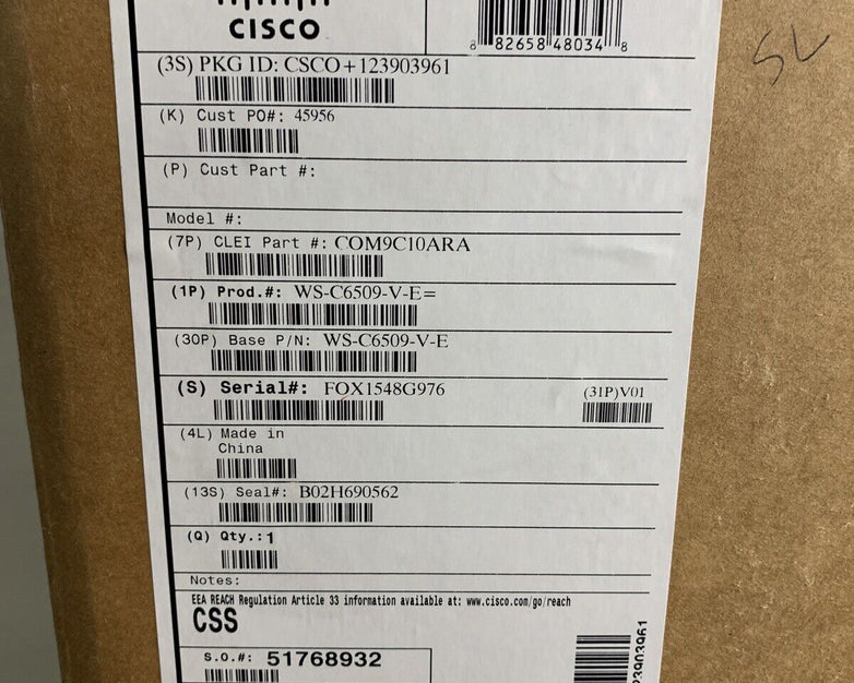 Cisco WS-C6509-V-E Genuine Chassis W/ 1x Power Supply Box Opened No Faceplate