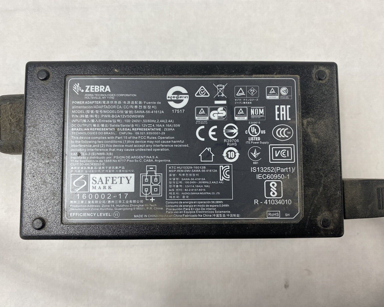 Lot of 6 ZEBRA SAWA-56-41612A 12V 4.16A 50W Power Supply Adapter No Power Cord