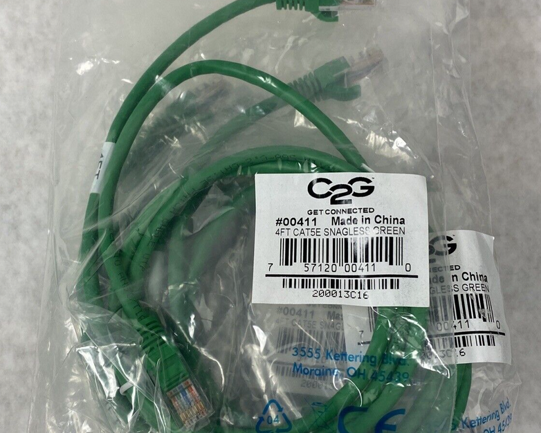 Lot( 10 ) 4ft Green Cat5e C2G 0041 Snagless Unshielded UTP Ethernet Patch Cable