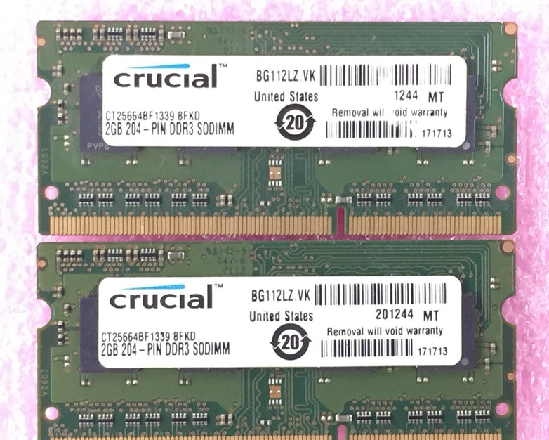 4GB Kit (2x 2GB) PC3L-10600S-9-11-B2 Micron MT8KTF25664HZ-1G4K1
