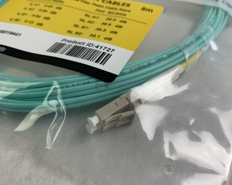 New FS.Com Fibre Optic Patch Cable 50/125 OM3 Multimode Color Aqua Length 5M