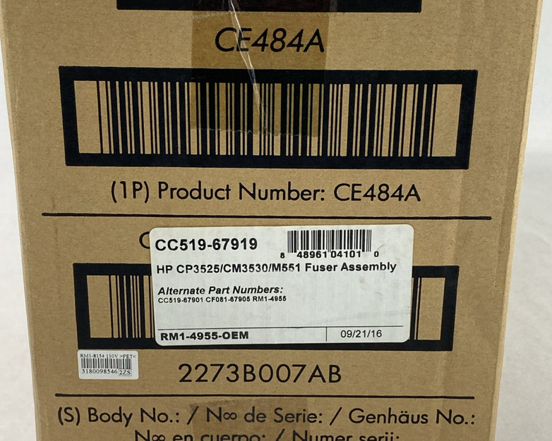 HP CE484A 110V Fuser Kit RM1-8154 CM3525/30 Genuine New Sealed