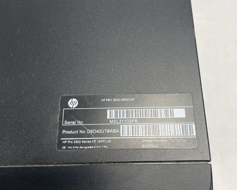 HP Pro 3500 Series MT Pentium G870 3.10 GHz 4 GB RAM DVDRW No HDD No OS