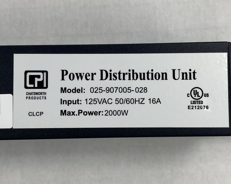 Chatsworth Products 025-907005-028 125VAC 2000W 8 Outlet Power Distribution Unit