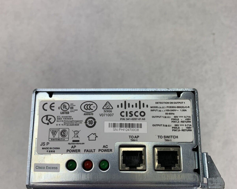 Cisco POE80U-560(G)-C-R Power Injector 341-0257-01 A0