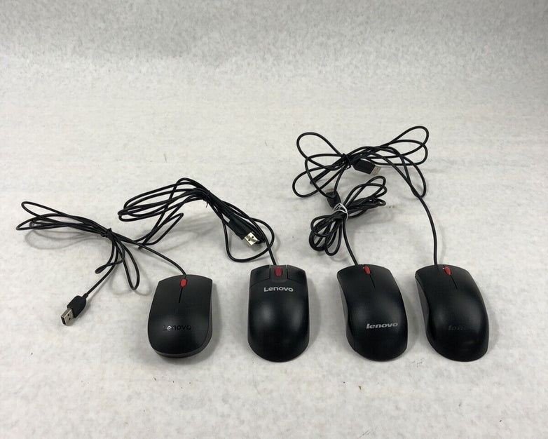 Assorted Lenovo Wired USB Mice - 2 45J4889 - 1 0PH133 - 1 03X6861 (Lot of 4)