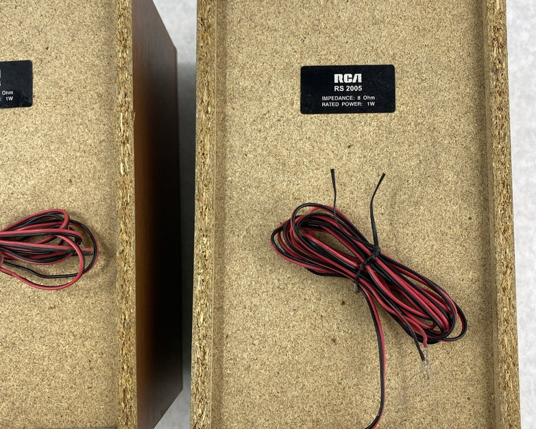 RCA RS2005 8 Ohm 1W Wood Speakers Pair Silver TESTED