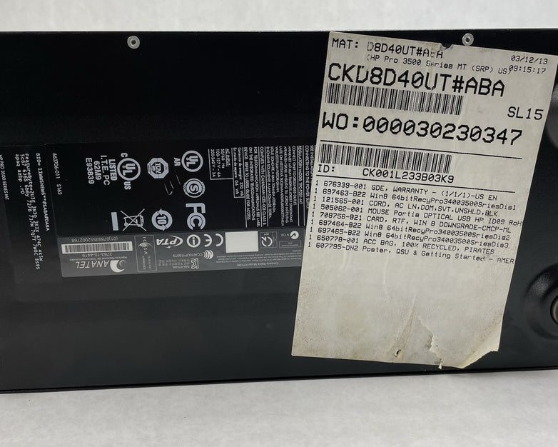 HP Pro 3500 Series MT Pentium G870 3.10 GHz 4 GB RAM DVDRW No HDD No OS
