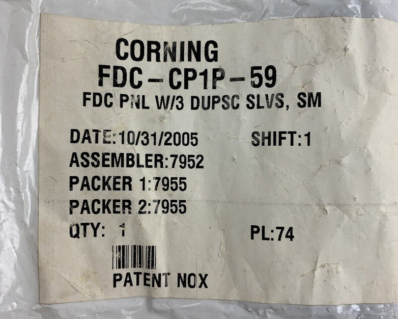 Corning FDC-CP1P-59 FDC PNL W/3 Duplex SC SLVS