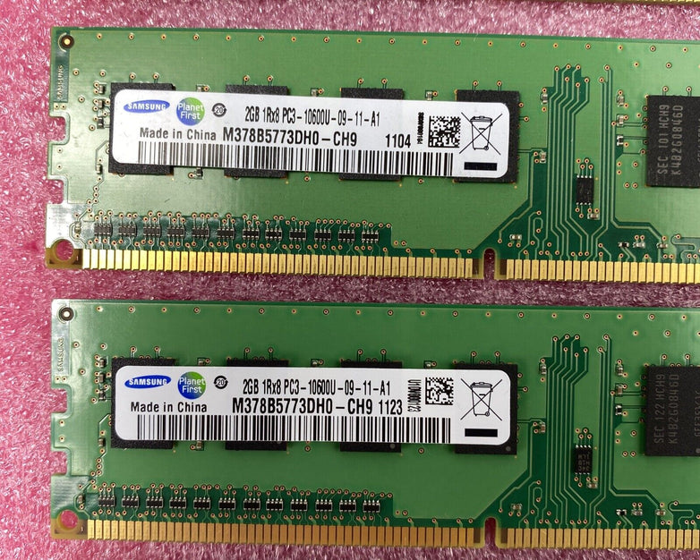 Lot ( 8 ) 2GB Samsung M378B5773DH0-CH9 1Rx8 PC3-10600U DDR3-1333MHz Desktop RAM
