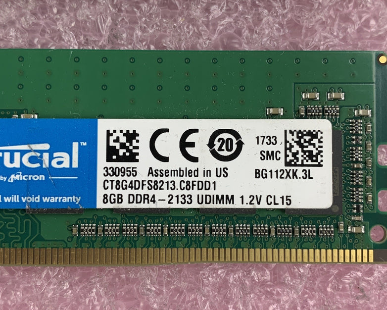 Crucial CT8G4DFS8213.C8FDD1 8 GB DDR4 Ram Memory2133 UDIMM 1.2V Lot of 8