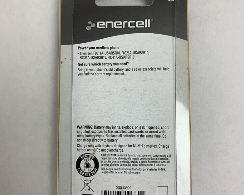 Enercell Cordless Phone Battery 800mAh 3.6 V Ni-MH 23-892 Radio Shack New