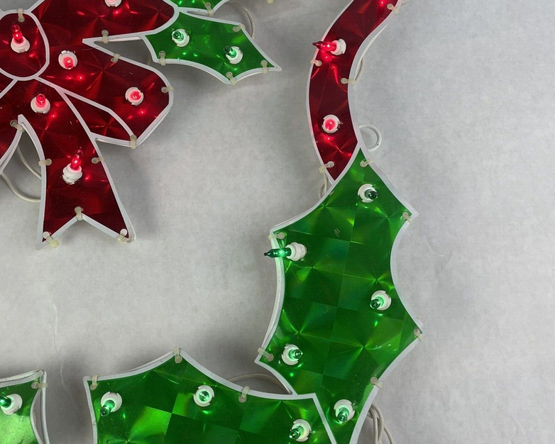 Celebrations 48" Holographic Holly With Bow Lighted Sign - Tested
