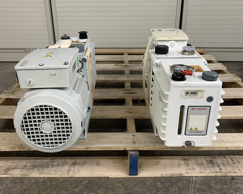 Edwards E2M28 Rotary Vane Vacuum Pump Drained Oil Parts and Repair Lot of 2x