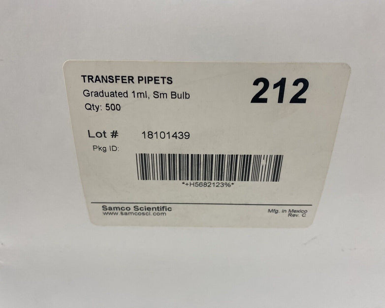 Transfer Pipets Graduated 1 mL Small Bulb 500 Pack
