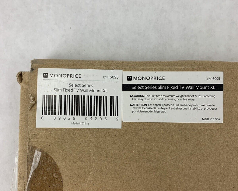Box Opened New Monoprice Select Series Slim Fixed TV Mount for 24-70 Inch TVs