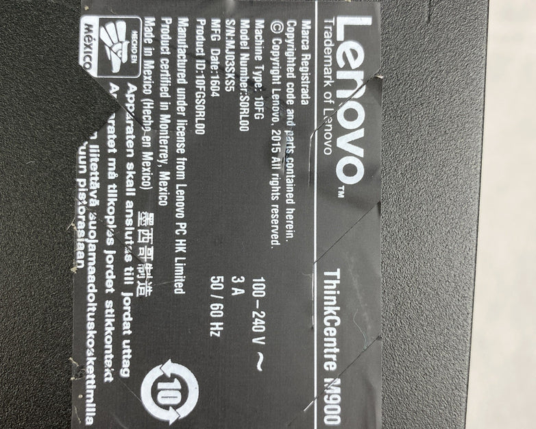 Lenovo ThinkCentre M900 SFF Quad Core i7-6700 3.40GHz 1x8GB RAM DVDRW No HDD OS