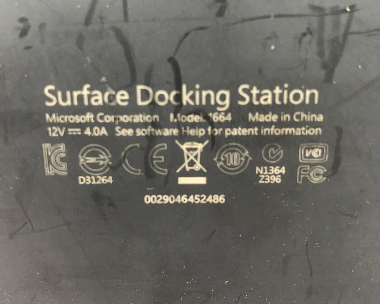 Microsoft Model 1664 Docking Station For Surface USB Port 3.0 No AC Adapter