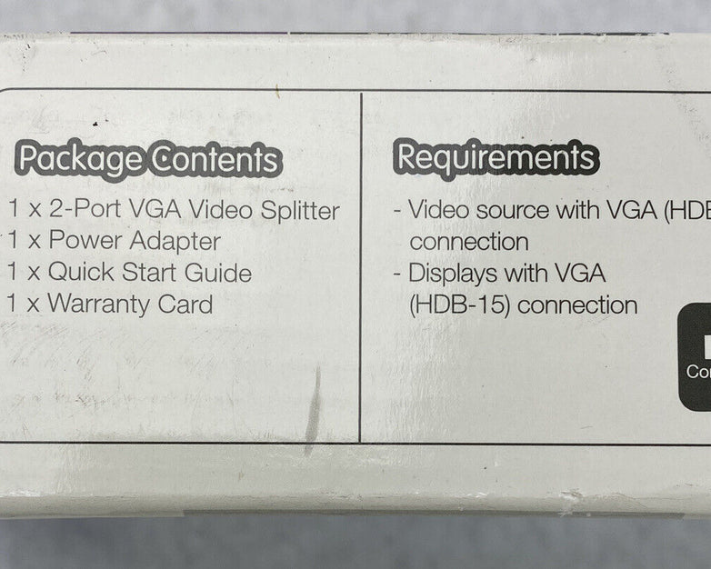 IOGEAR GVS62 2-Port VGA Video Splitter for Analog Displays NEW
