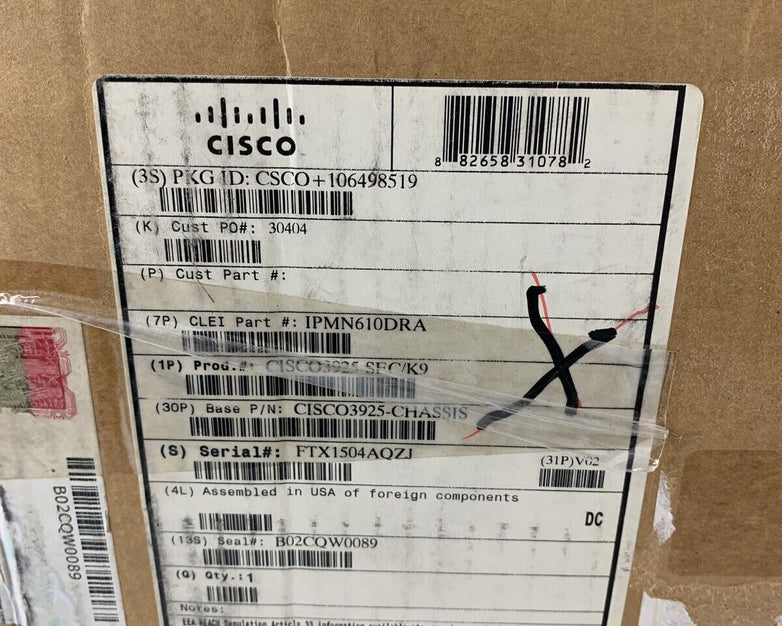 Cisco 3900 CISCO3925-CHASSIS V02 Dual Gigabit Integrated Services Router No OS
