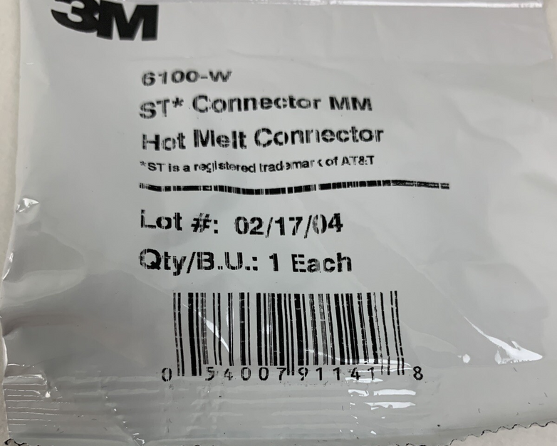 3M 6100-W Hot Melt ST MM Jacketed Fiber Connector New Lot of 35