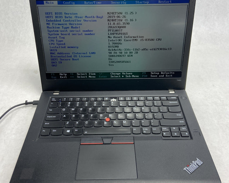 Lenovo ThinkPad T480 Intel Core i5 8350U 1.70GHz 8GB RAM 14" No HDD/OS/Battery