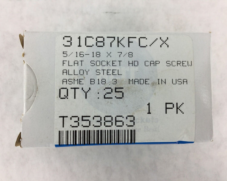 kerr ASME B18.3 5/16-18 x 7/8 Flat Socket HD Cap Screw Alloy Steel Box Qty: 25